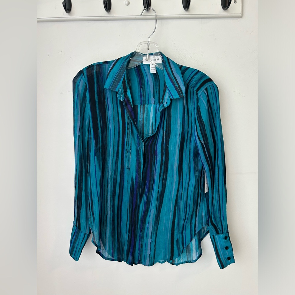 Bella Dahl Blue Striped Button up Blouse